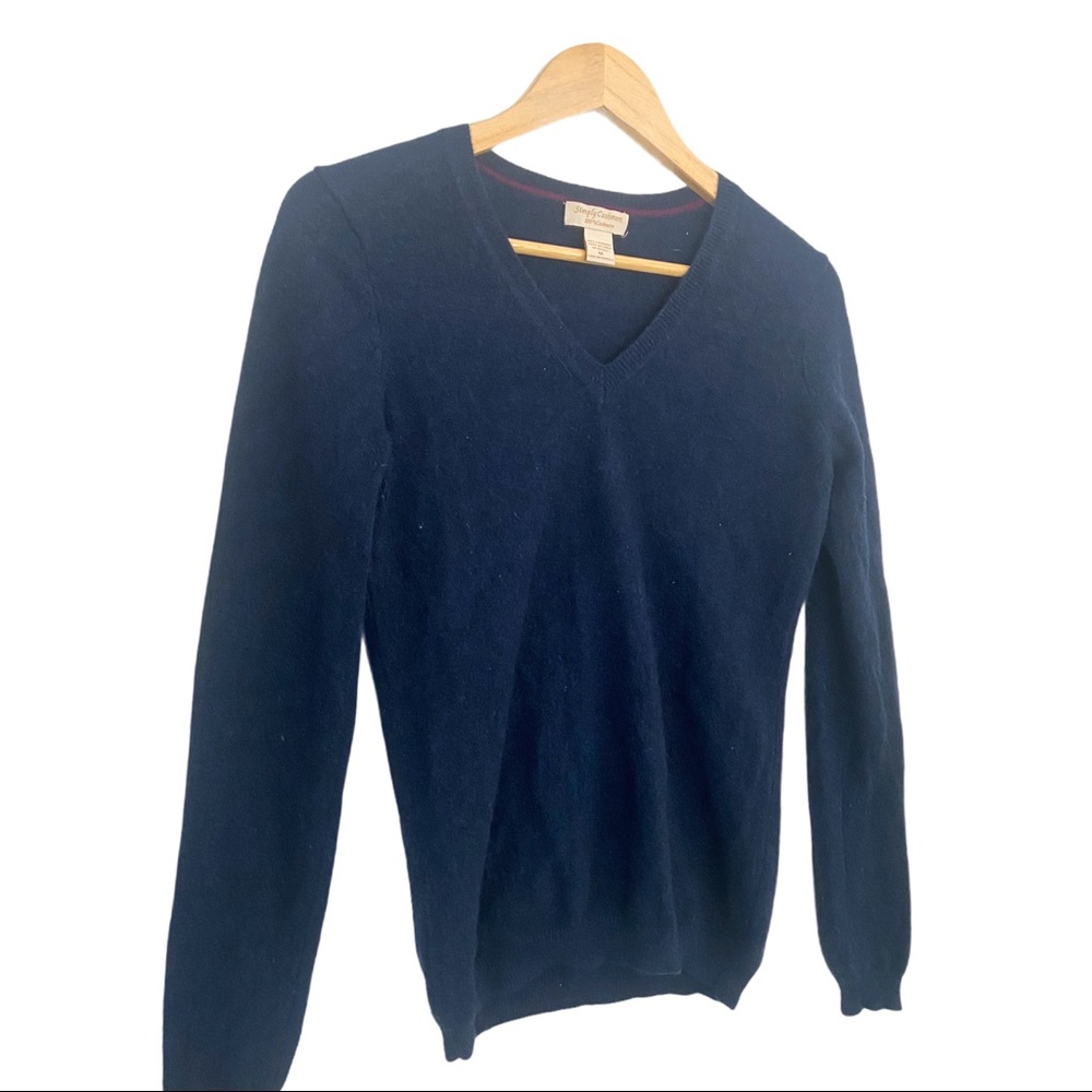 Women’s Medium Cashmere Sweater Navy Blue Vneck M